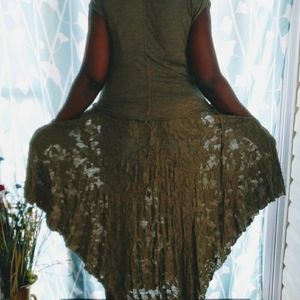 FREE PEOPLE Beach Olive Mixed media Maxi dress S